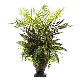 Nearly Natural 27" Mixed Areca Palm, Fern and Peacock with Planter