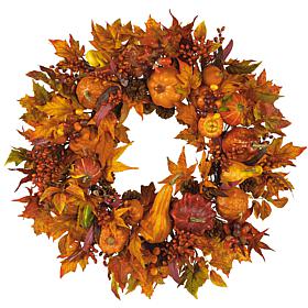 Nearly Natural 28" Pumpkin Wreath