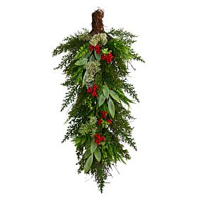 Nearly Natural 30” Cedar and Berry Artificial Christmas Swag