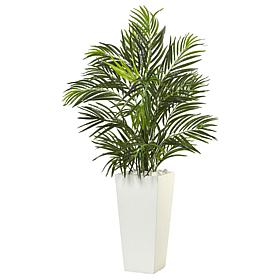 Nearly Natural 39" Areca Palm in White Planter Indoor/Outdoor