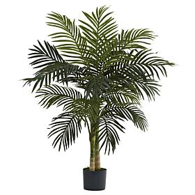 Nearly Natural 4 ft. 2-Trunk Golden Cane Palm Tree