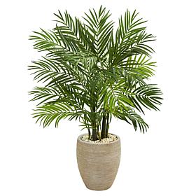 Nearly Natural 4 ft. Areca Palm Tree in Sand Colored Planter