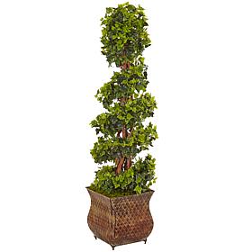Nearly Natural 4 ft. UV Resistant English Ivy Tree in Planter