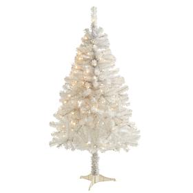 Nearly Natural 4' White Christmas Tree with 100 Clear LED Lights