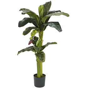 Nearly Natural 5 ft. + 3 ft. 2-Trunk Banana Tree with Bananas
