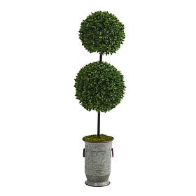 Nearly Natural 50” Boxwood Artificial Topiary MetalPlanter UVResistant
