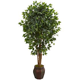 Nearly Natural 6 ft. Ficus Artificial Tree in Decorative Planter