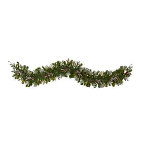 Nearly Natural 6' Snow Tipped Artificial Christmas Garland w/ 50 LED