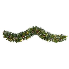 Nearly Natural 6’ Snow Tipped Christmas Garland with 35 Lights