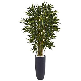 Nearly Natural 6.5 ft. Bamboo Tree in Gray Cylinder Planter