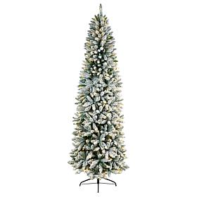 Nearly Natural 8’ Slim Flocked Montreal Fir  Christmas Tree