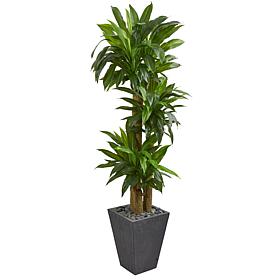 Nearly Natural Cornstalk Dracaena Artificial Plant in Slate Planter 