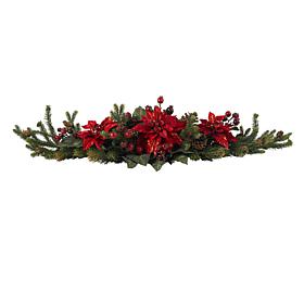 Nearly Natural Poinsettia & Berry Centerpiece