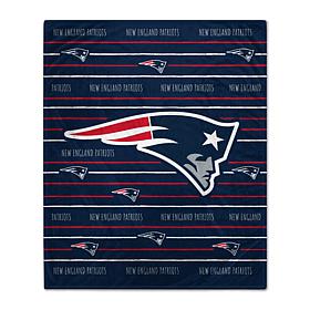 New England Patriots Logo Stripe Flannel Fleece Blanket
