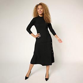 Nina Leonard 2-piece Ribbed Sweater Knit Top and Skirt Set