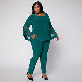 Nina Leonard 2-Piece Set with Mesh Bell Sleeves