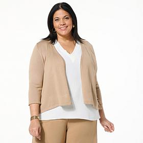 Nina Leonard 3/4-Sleeve Sweater Knit Bolero