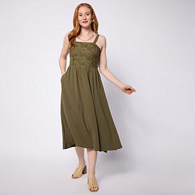 Nina Leonard Adjustable Strap Midi Dress