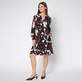 Nina Leonard Balloon-Sleeve Dress with Pockets