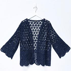 Nina Leonard Border Crochet Cardigan