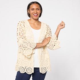 Nina Leonard Border Crochet Cardigan