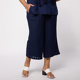 Nina Leonard Cropped Novelty Lace Culotte Pant