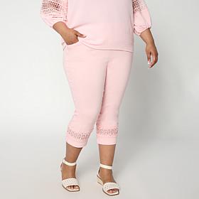 Nina Leonard Cropped Pant with Inset Lace