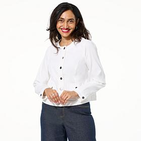 Nina Leonard Denim Twill Jacket with Faux Pockets