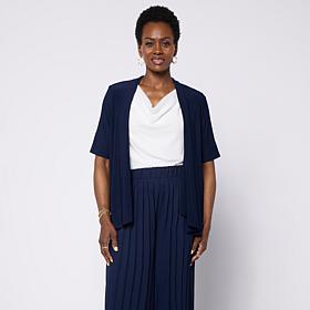 Nina Leonard Draped Front Cardigan