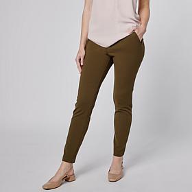 Nina Leonard Elastic Waist Slim Leg Pant with Invisible Zipper Pockets