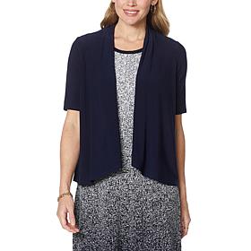 Nina Leonard Elbow-Sleeve Drape-Front Bolero