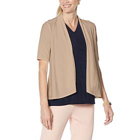 Nina Leonard Elbow-Sleeve Drape-Front Bolero