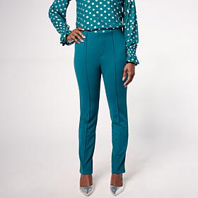 Nina Leonard High-Tech Crepe Knit Narrow Leg Pant