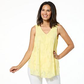 Nina Leonard Jaquard Chiffon Flyaway Tank
