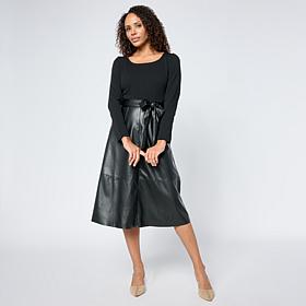 Nina Leonard Jewel Neck Long-Sleeve A-Line Dress