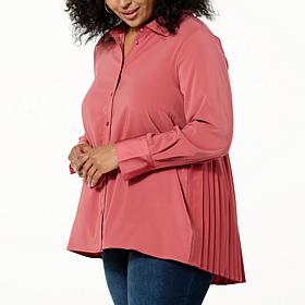 Nina Leonard Long Sleeve Collared Front Shirt