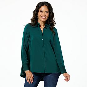 Nina Leonard Long Sleeve Collared Front Shirt