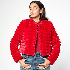 Nina Leonard Long Sleeve Faux Fur Bolero Top