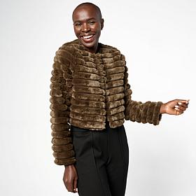 Nina Leonard Long Sleeve Faux Fur Bolero Top