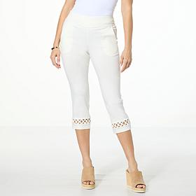 Nina Leonard Millennium Crop Pant with X-Strap Detail