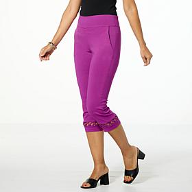 Nina Leonard Millennium Crop Pant with X-Strap Detail