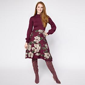 Nina Leonard Mock Neck Long Sleeve Sweater Dress