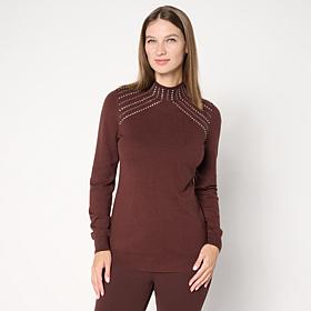 Nina Leonard Mock Neck Long Sleeve Sweater Top