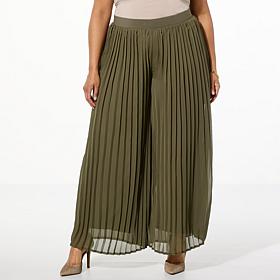Nina Leonard Pleated Chiffon Palazzo Pant