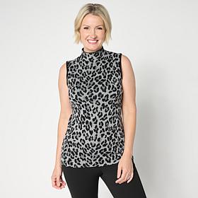 Nina Leonard Printed Mock Neck Sweater Tank