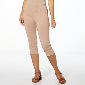 Nina Leonard Pull-on Crop Pant with Scalloped Detail