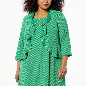 Nina Leonard Ruffle Trim Eyelet Bolero