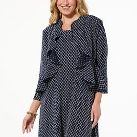 Nina Leonard Ruffle Trim Eyelet Bolero