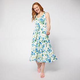 Nina Leonard Scoop-Neck Sleeveless Midi Dress