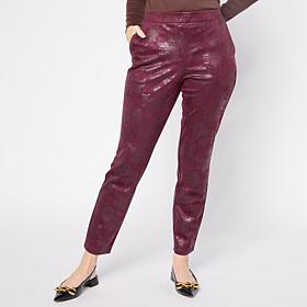 Nina Leonard Scuba Knit Narrow Leg Trouser Printed Pant